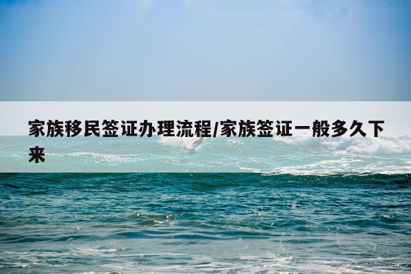 家族移民签证办理流程/家族签证一般多久下来