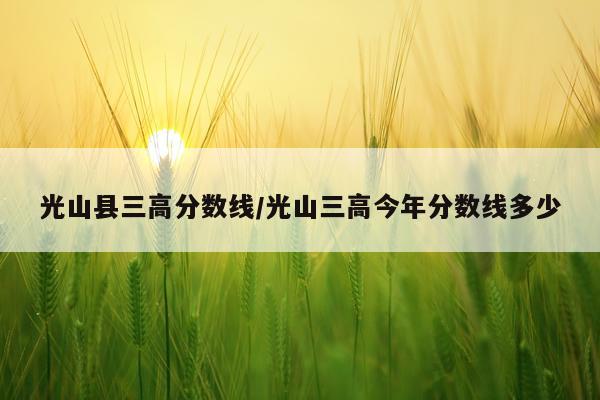 光山县三高分数线/光山三高今年分数线多少