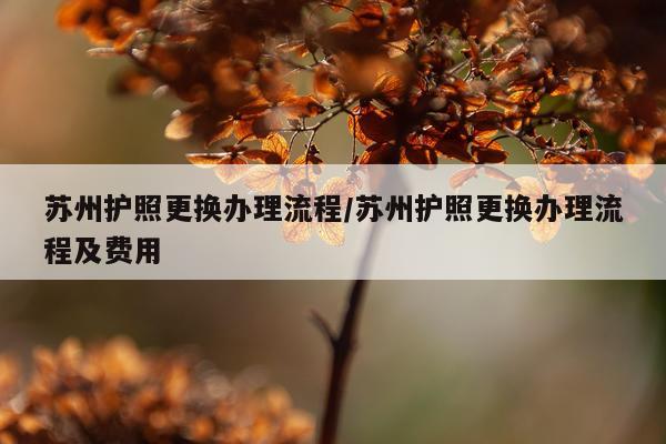 苏州护照更换办理流程/苏州护照更换办理流程及费用
