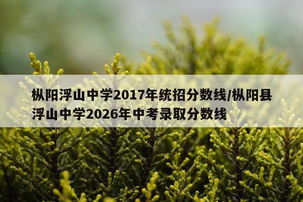 枞阳浮山中学2017年统招分数线/枞阳县浮山中学2026年中考录取分数线