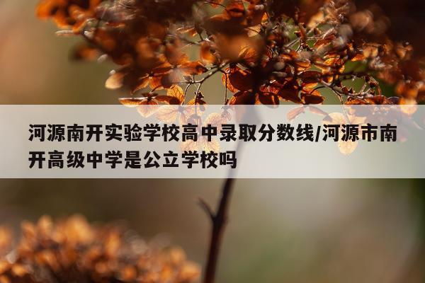 河源南开实验学校高中录取分数线/河源市南开高级中学是公立学校吗