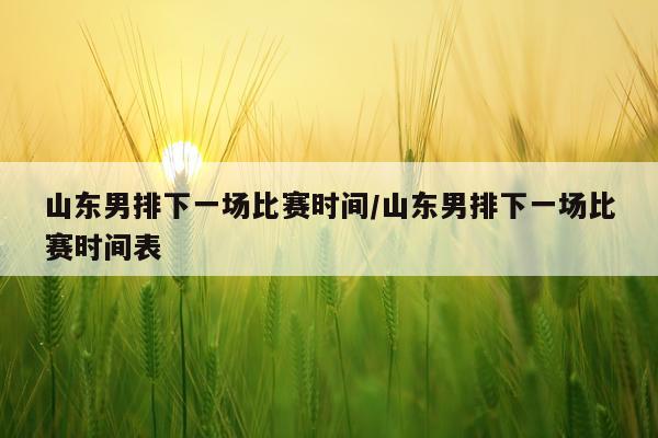 山东男排下一场比赛时间/山东男排下一场比赛时间表