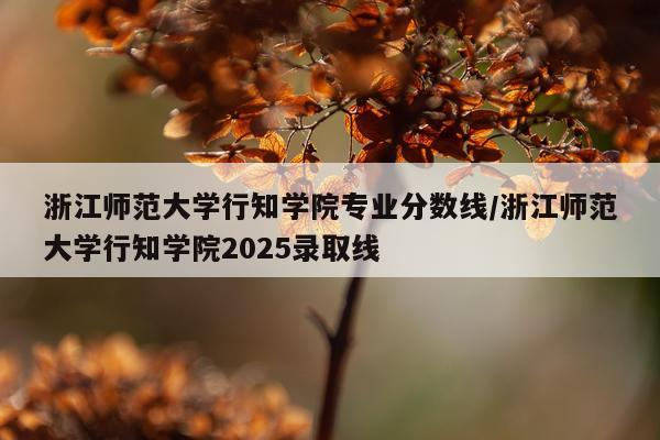 浙江师范大学行知学院专业分数线/浙江师范大学行知学院2025录取线