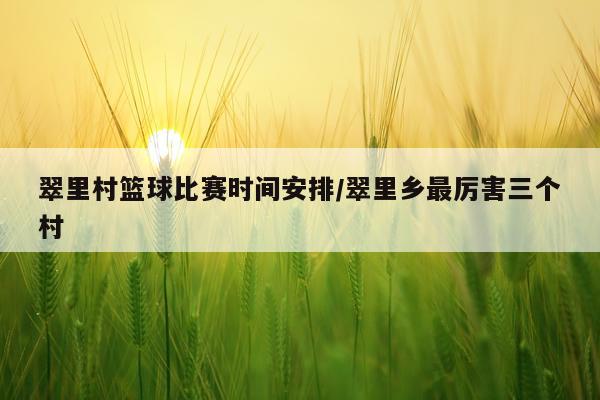 翠里村篮球比赛时间安排/翠里乡最厉害三个村