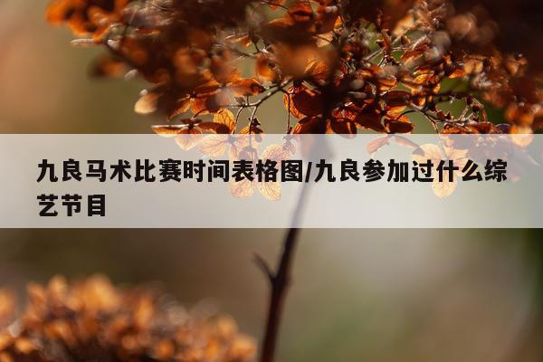九良马术比赛时间表格图/九良参加过什么综艺节目