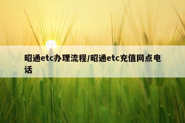 昭通etc办理流程/昭通etc充值网点电话
