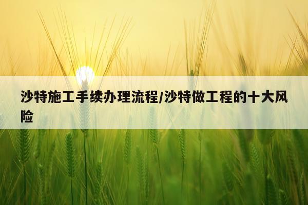 沙特施工手续办理流程/沙特做工程的十大风险