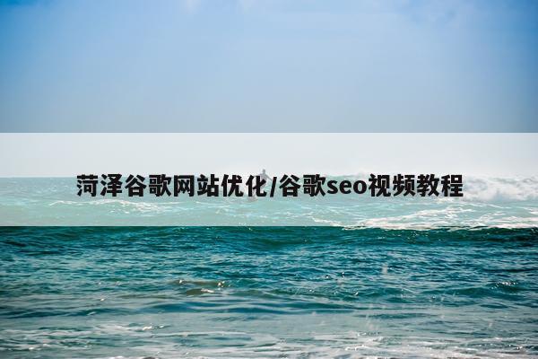 菏泽谷歌网站优化/谷歌seo视频教程