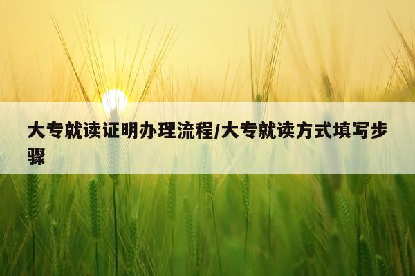大专就读证明办理流程/大专就读方式填写步骤