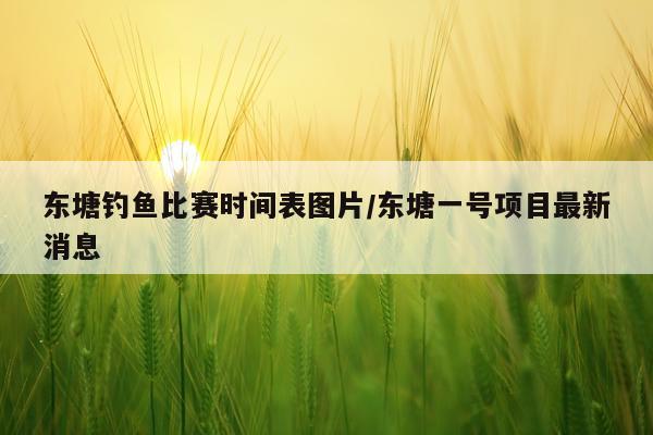 东塘钓鱼比赛时间表图片/东塘一号项目最新消息