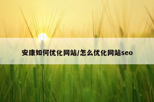 安康如何优化网站/怎么优化网站seo