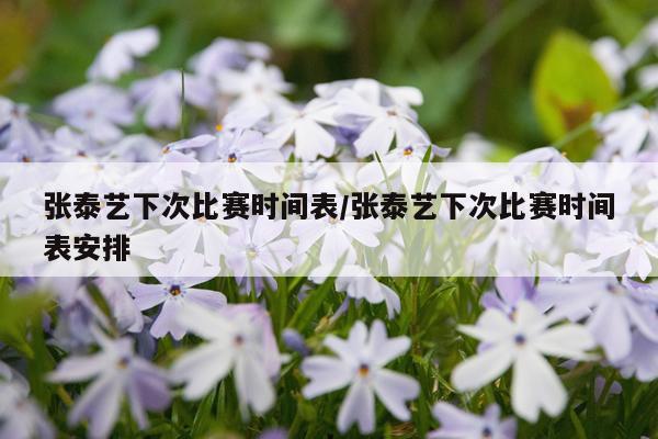 张泰艺下次比赛时间表/张泰艺下次比赛时间表安排