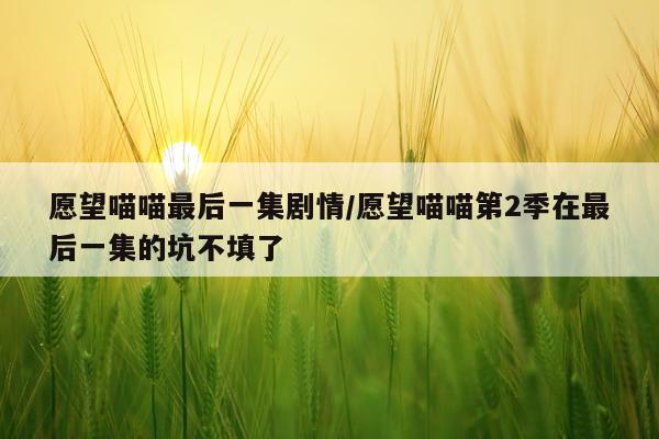 愿望喵喵最后一集剧情/愿望喵喵第2季在最后一集的坑不填了