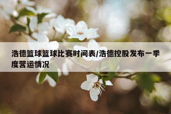 浩德篮球篮球比赛时间表/浩德控股发布一季度营运情况
