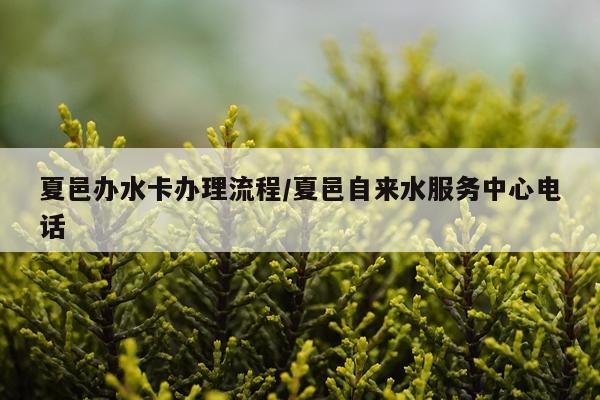 夏邑办水卡办理流程/夏邑自来水服务中心电话