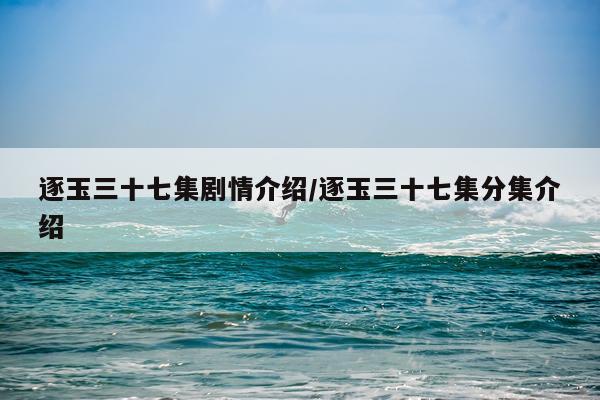 逐玉三十七集剧情介绍/逐玉三十七集分集介绍
