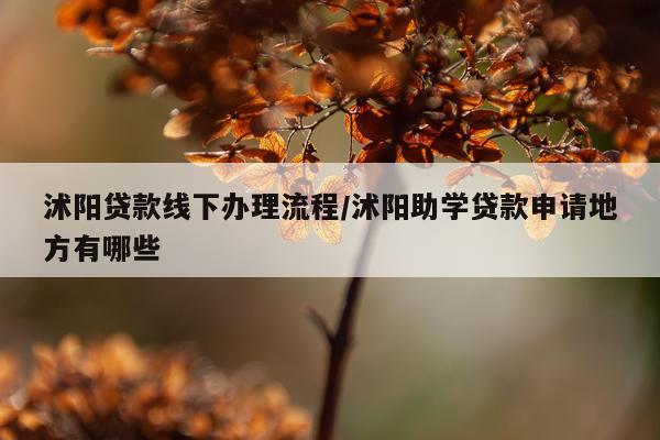 沭阳贷款线下办理流程/沭阳助学贷款申请地方有哪些