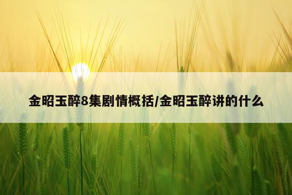 金昭玉醉8集剧情概括/金昭玉醉讲的什么