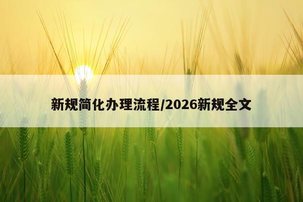 新规简化办理流程/2026新规全文