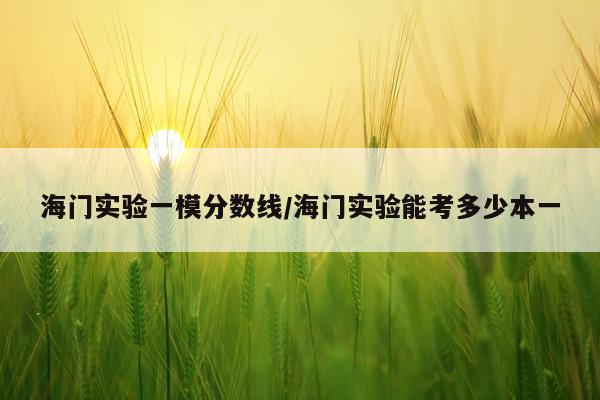 海门实验一模分数线/海门实验能考多少本一