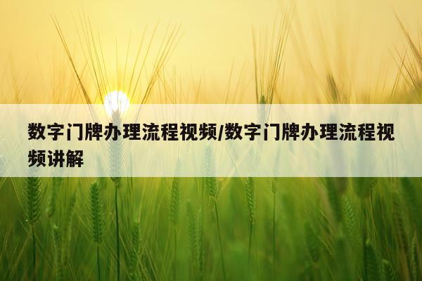数字门牌办理流程视频/数字门牌办理流程视频讲解