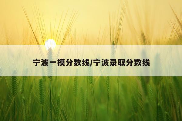 宁波一摸分数线/宁波录取分数线