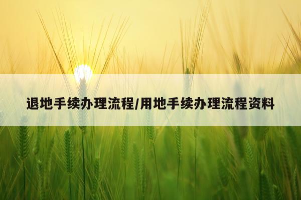 退地手续办理流程/用地手续办理流程资料
