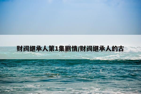 财阀继承人第1集剧情/财阀继承人的古