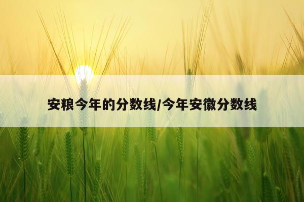安粮今年的分数线/今年安徽分数线