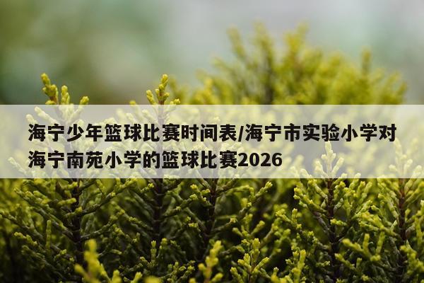 海宁少年篮球比赛时间表/海宁市实验小学对海宁南苑小学的篮球比赛2026