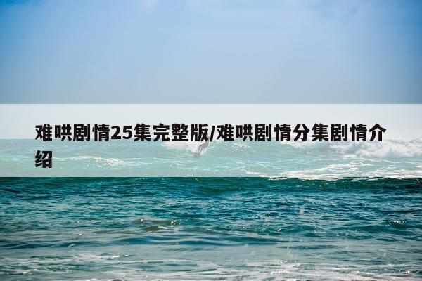 难哄剧情25集完整版/难哄剧情分集剧情介绍