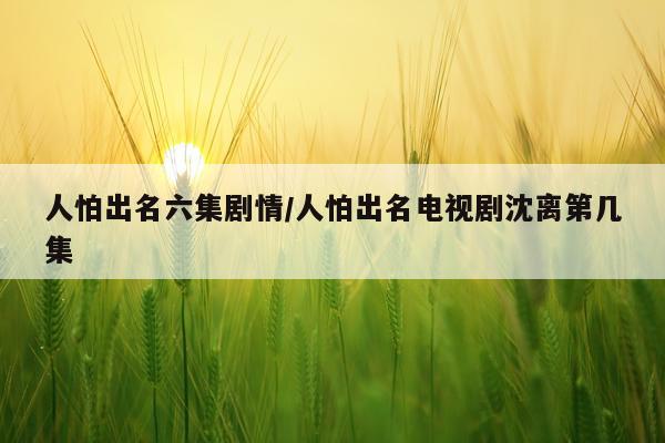 人怕出名六集剧情/人怕出名电视剧沈离第几集